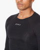 2XU - Core Men's Long-Sleeve Compression Top - Black/Silver - 2024