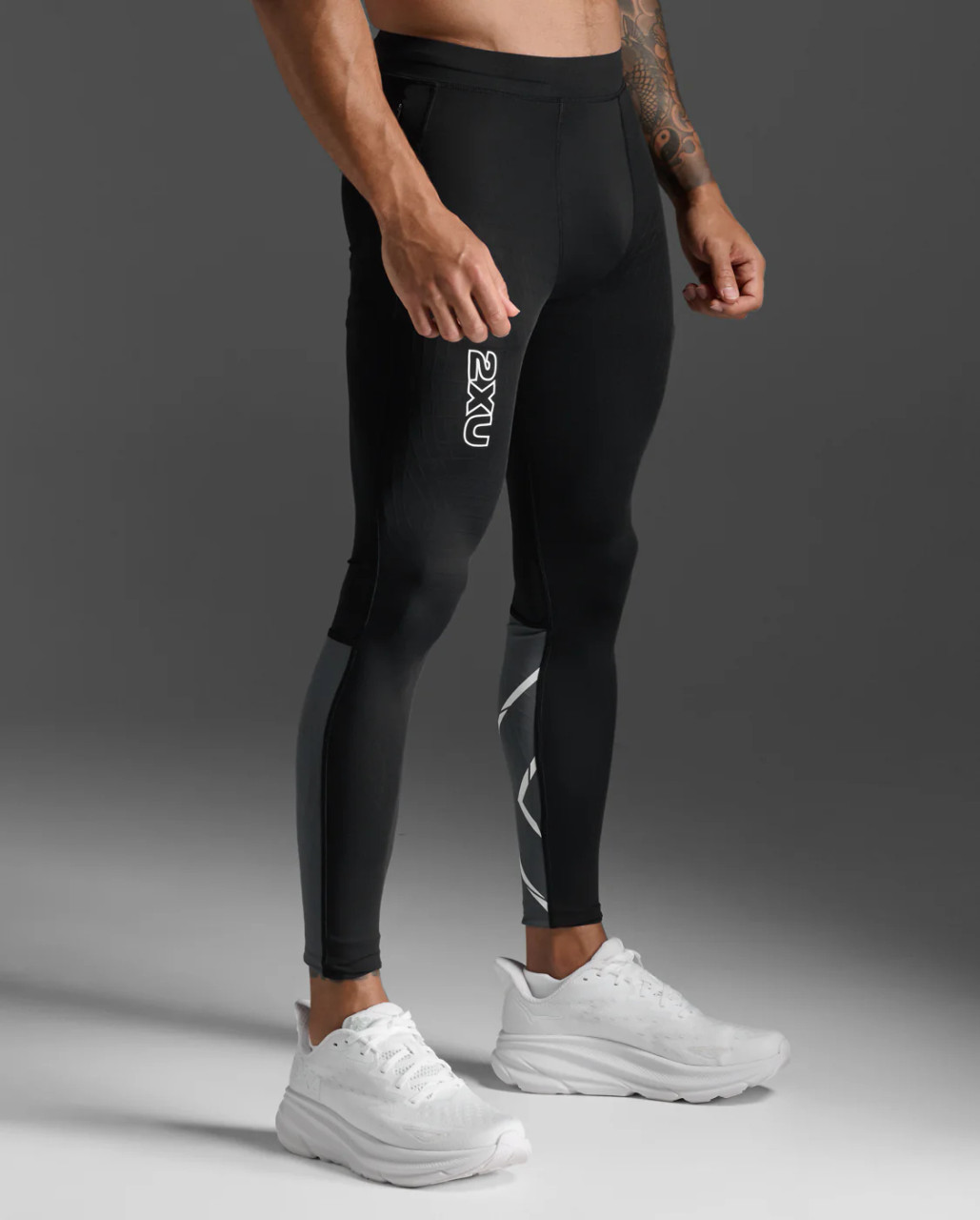 2XU Light Speed React Compression Tights Black/White Reflective