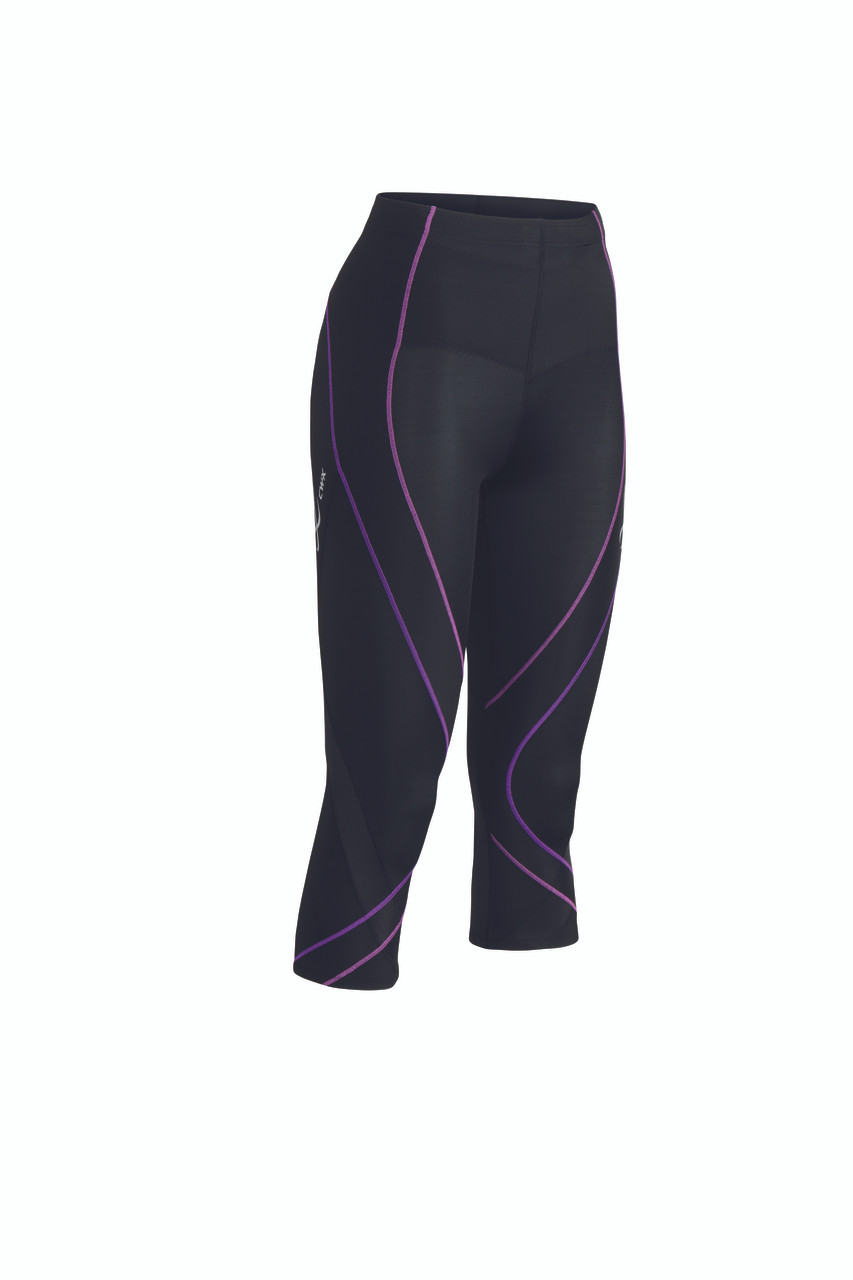 MyTriathlon - CW-X Womens Pro 3/4 Tights - New 2015 Colour Black Light  Purple