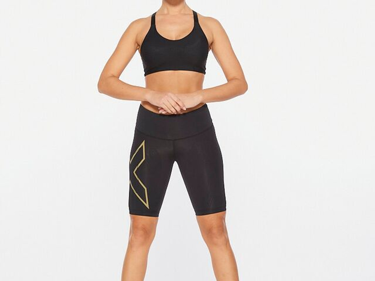 Buy 2XU MCS Running Women Shorts Black Gold Reflective Online in india