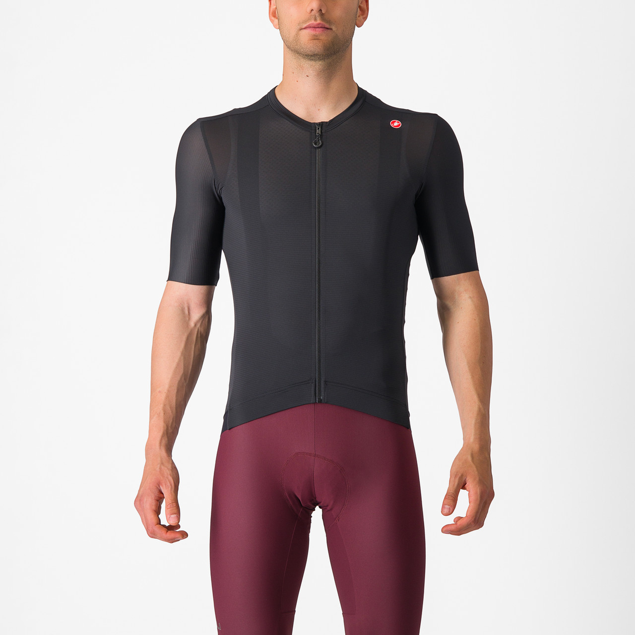 Maillot Cyclisme Castelli ESPRESSO 2024 Homme - Rouge Riche, Manches Courtes, Fermeture Zip