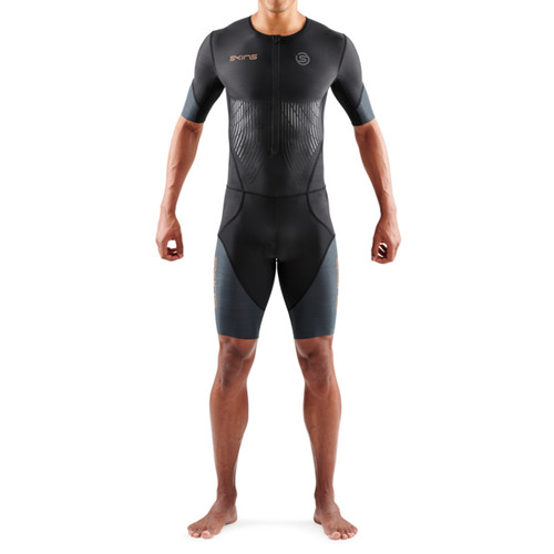 Skins - TRI Elite Short Sleeve Tri Suit - Men's - Black/Carbon - 2024