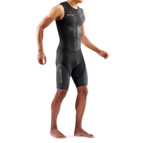 Skins - Triathlon Elite Sleeveless Triathlon Suit - Men's - Black/Carbon Skins - Triathlon Elite Sleeveless Triathlon Suit - Men's - Black/Carbon