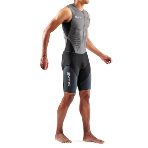 Skins - Triathlon Elite Sleeveless Triathlon Suit - Men's - Charcoal/Carbon Skins - Triathlon Elite Sleeveless Triathlon Suit - Men's - Charcoal/Carbon