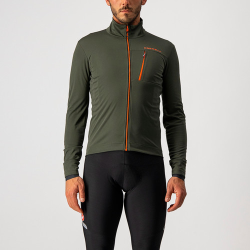 Castelli - Go Jacket - Men's - MilitaryGreen/FieryRed