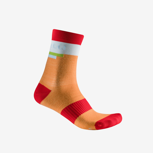 Castelli - Velocissima 2 Thermal Sock - SoftOrange/Hibiscus/White