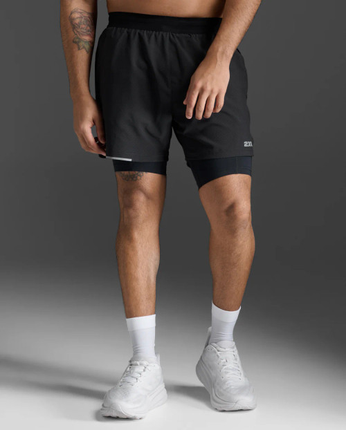 2XU - Aero Mesh 2-in-1 5 Inch Short - Men's - Black/Silver Reflective - 2025
