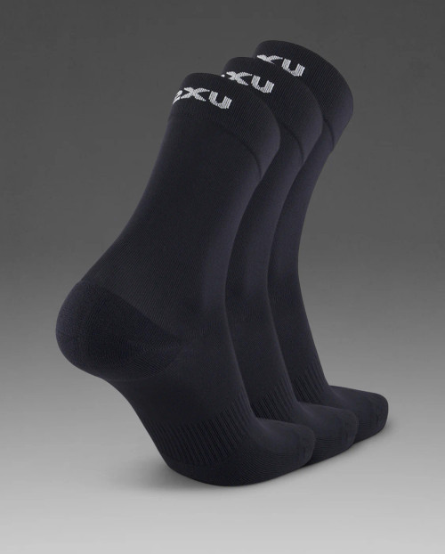 2XU - Crew Socks 3 Pack - Black/White - 2025 2XU - Crew Socks 3 Pack - Black/White - 2025