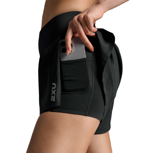 2XU - Aero Hi-Rise 2-in-1 3 Inch Shorts - Women's - Black/Silver Reflective - 2025