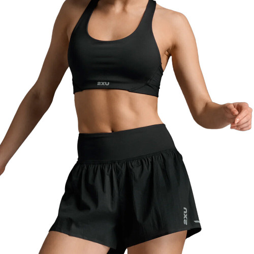 2XU - Aero Hi-Rise 2-in-1 3 Inch Shorts - Women's - Black/Silver Reflective - 2025