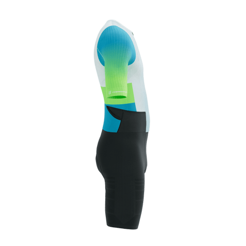 Compressport - Stream Short Sleeve Trisuit - Men's - White/Blue-Green - 2026