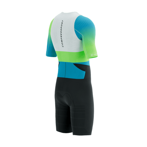 Compressport - Stream Short Sleeve Trisuit - Men's - White/Blue-Green - 2026