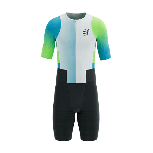 Compressport - Stream Short Sleeve Trisuit - Men's - White/Blue-Green - 2026