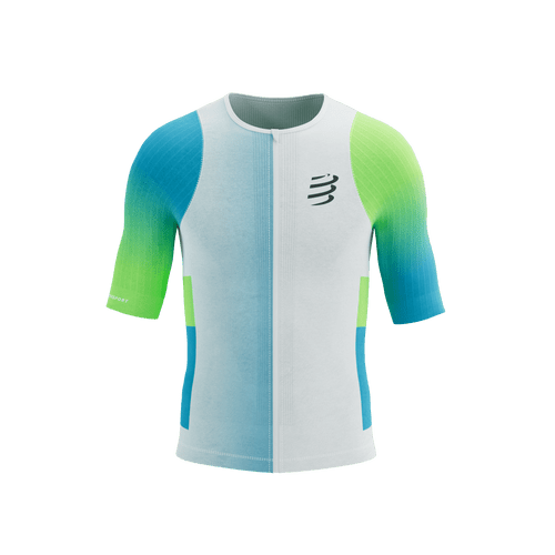 Compressport - Stream Short Sleeve Tri Top - Men's - White/Blue-Green - 2026