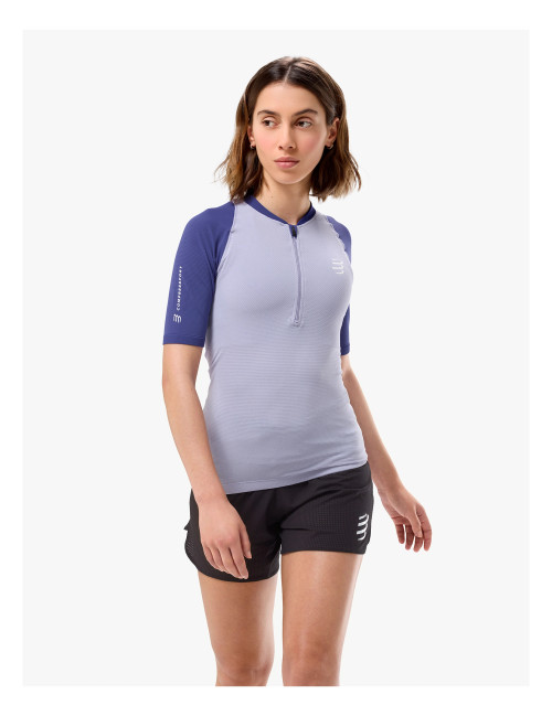 Compressport - Trail Racing Postural Short Sleeve Top - Women's - Lavender/Orient Blue - 2026
