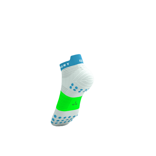 Compressport - Pro Racing Socks V4.0 Run Low - White/Norse Blue/Neon Green - 2026