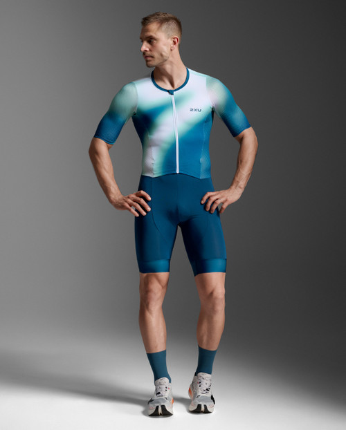 2XU - Aero Hex Sleeved Trisuit - Men's - Jelly Mint/Majol - 2026