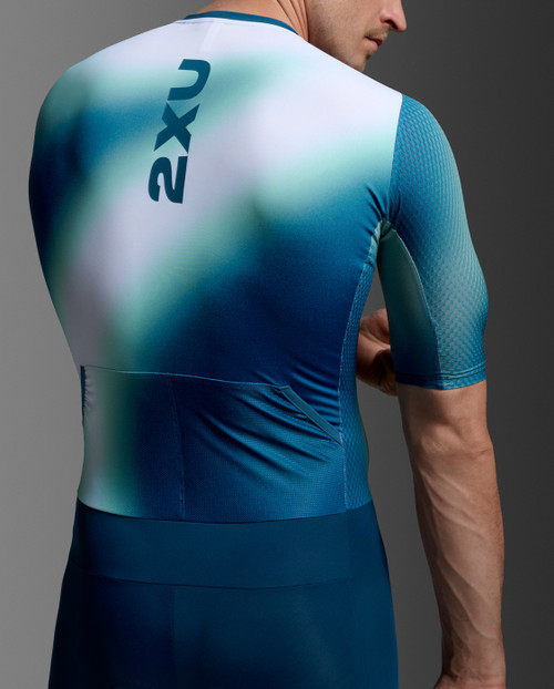 2XU - Aero Hex Sleeved Trisuit - Men's - Jelly Mint/Majol - 2026