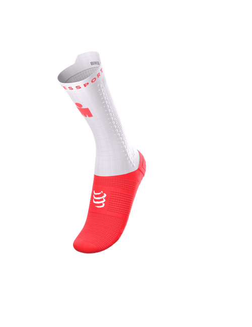 Compressport - Pro Racing Socks v4.0 Bike - Ironman 2026 - L1 - Unisex - White/Neon Red