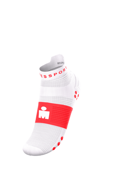 Compressport - Pro Racing Socks v4.0 Run Low - Ironman 2026 - L1 - Unisex - White/Neon Red