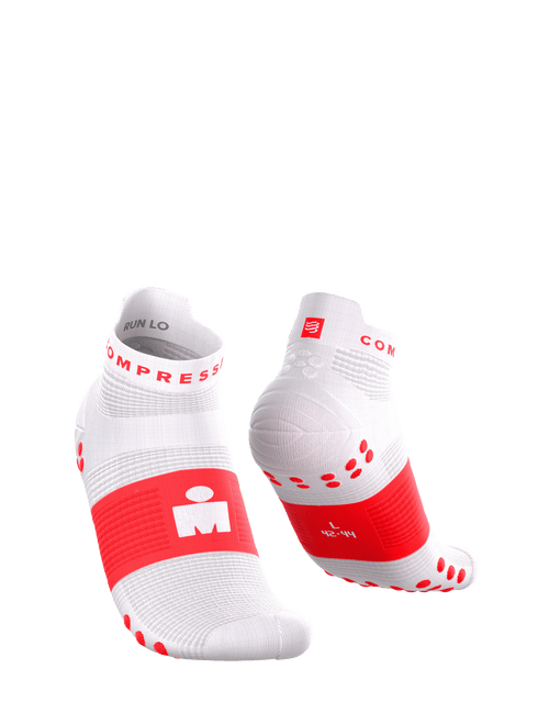 Compressport - Pro Racing Socks v4.0 Run Low - Ironman 2026 - L1 - Unisex - White/Neon Red