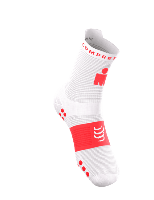 Compressport - Pro Racing Socks v4.0 Run High - Ironman 2026 - L1 - Unisex - White/Neon Red