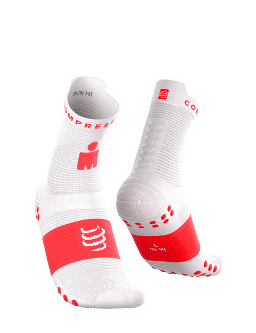 Compressport - Pro Racing Socks v4.0 Run High - Ironman 2026 - L1 - Unisex - White/Neon Red