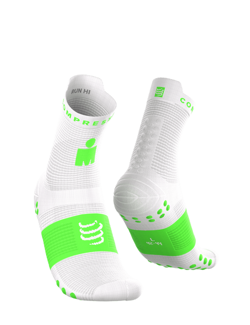 Compressport - Pro Racing Socks v4.0 Run High - Ironman 2026 - L1 - Unisex - Neon Green/White