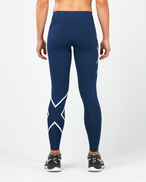 2XU - Bonded Mid-Rise Compression Tights - Black/White Galaxy 