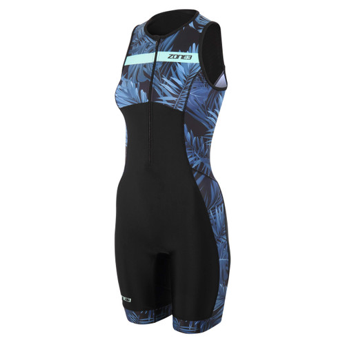 Zone3 - Activate+ Tropical Palm Women's Sleeveless Trisuit - Navy/Mint - 2022