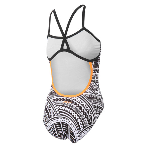 ZONE3 - Kona Women's Speed Strap Back Costume - Tribal Print, Black/White/Orange - 2025 ZONE3 - Kona Women's Speed Strap Back Costume - Tribal Print, Black/White/Orange - 2025
