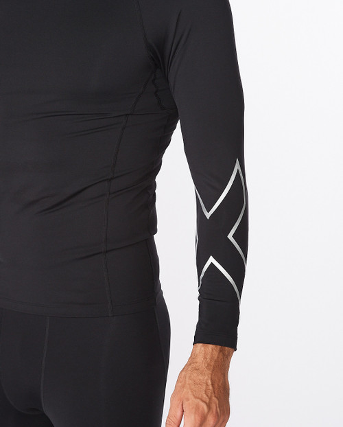 2XU - Ignition Men's Compression Long-Sleeve Top - Black/Silver - 2025 2XU - Ignition Men's Compression Long-Sleeve Top - Black/Silver - 2025