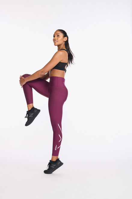 Womens 2XU purple Graphic Print Compression Running Tights