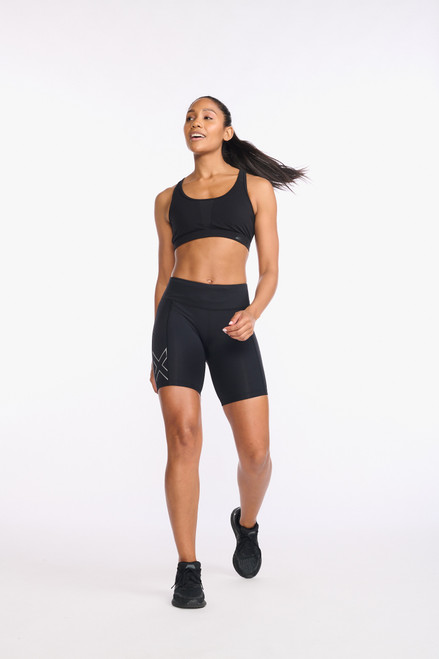 2xu Light Speed Mid Rise Compression Running Tights In Black/ Festival  Ombre Reflect