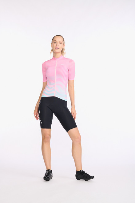 2XU - Aero Cycle Short Sleeve Jersey - Women's - Almond Blossom/WhiteReflective 2XU - Aero Cycle Short Sleeve Jersey - Women's - Almond Blossom/WhiteReflective