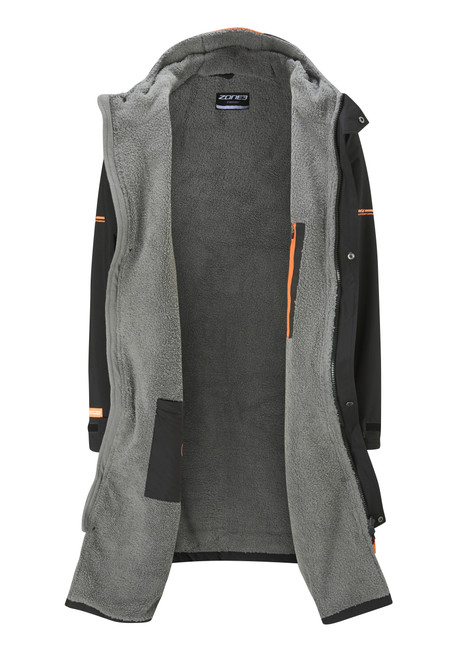 ZONE3 - Heat-Tech Polar Fleece Parka Robe Jacket - Black/Orange