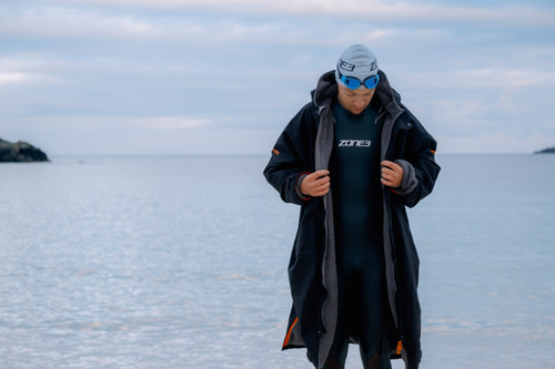 ZONE3 - Heat-Tech Polar Fleece Parka Robe Jacket - Black/Orange