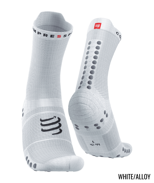 Compressport - Pro Racing Socks v4.0 Run High - Unisex - White/Alloy - 2022