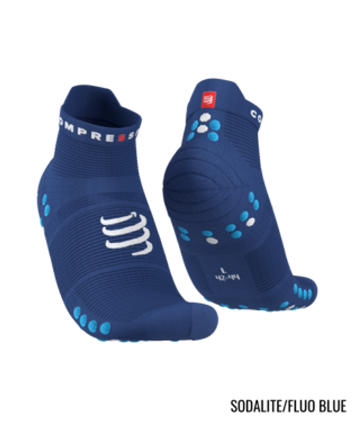 Compressport - Pro Racing Socks v4.0 Run Low - Unisex - Sodalite/Fluo Blue - 2024