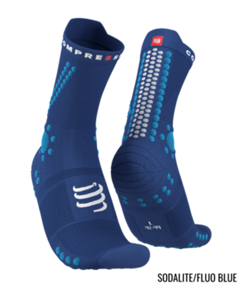 Compressport - Pro Racing Socks v4.0 Trail - Unisex - Sodalite/Fluo Blue