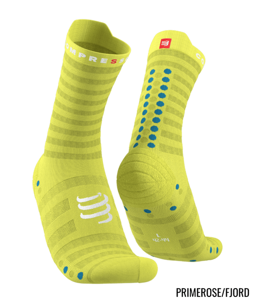 Compressport - Pro Racing Socks v4.0 Ultralight Run High - Unisex - Primerose/Fjord Blue