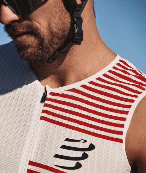 Compressport - Tri Postural Tank Top - Men's - White/Orangeade