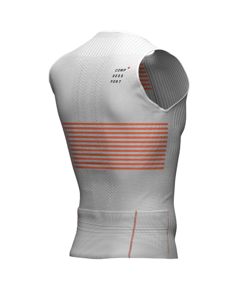 Compressport - Tri Postural Tank Top - Men's - White/Orangeade