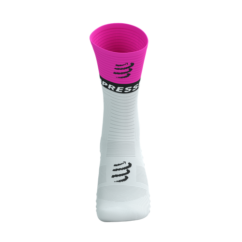 Compressport - Mid Compression Socks V2.0 - White/Safety Yellow/Neon Pink