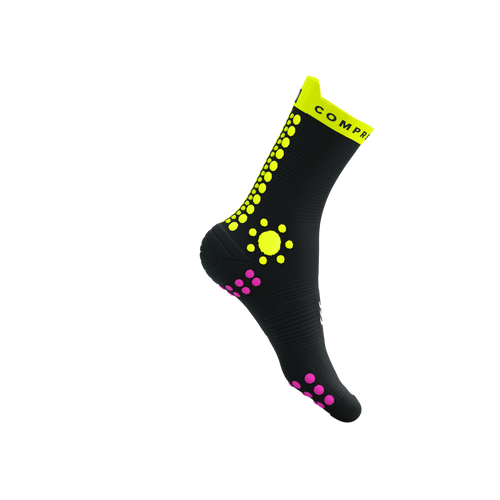 Compressport - Pro Racing Socks v4.0 Trail - Black/Safety Yellow/Neon Pink