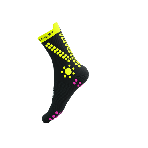 Compressport - Pro Racing Socks v4.0 Trail - Black/Safety Yellow/Neon Pink