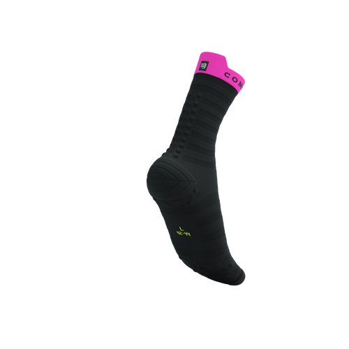 Compressport - Pro Racing Socks v4.0 Ultralight Run High - Black/Safety Yellow/Neon Pink