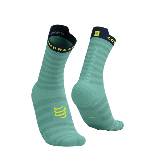 Compressport - Pro Racing Socks v4.0 Ultralight Run High - Eggshell Blue/Dress Blues/Green Sheen - 2024