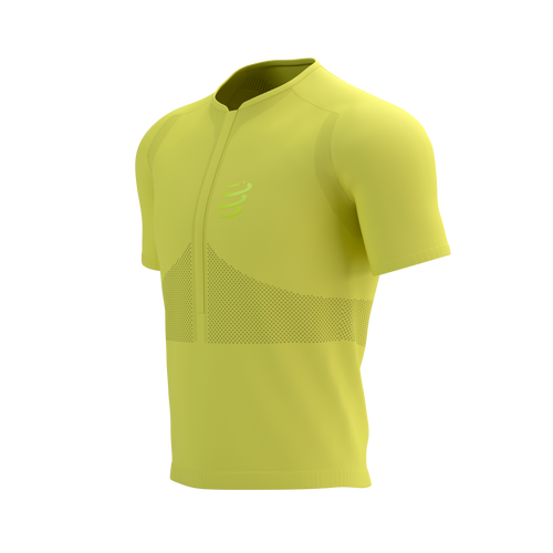 Compressport - Trail Half-Zip Fitted Short Sleeve Top - Men's - Green Sheen/Safety Yellow - 2024