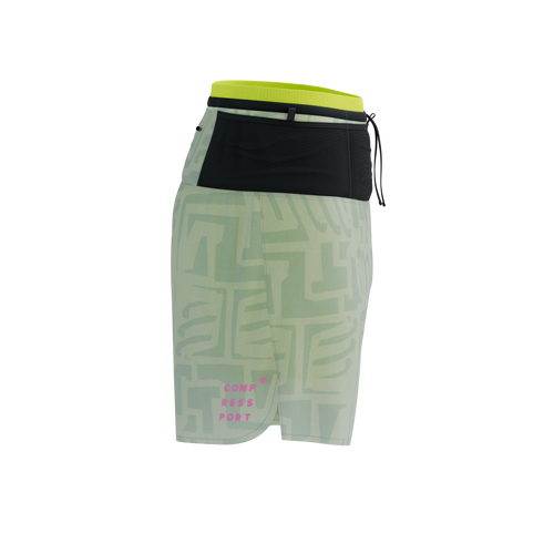 Compressport - Trail Racing 2-In-1 Short - Men's - Sugar Swizzle/Ice Flow/Safety Yellow